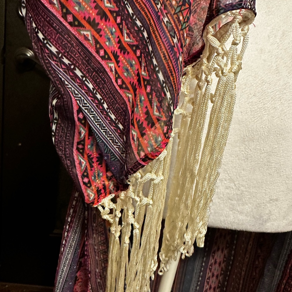 Sheer cowgirl fringe duster cardigan small/medium - Picture 4 of 7
